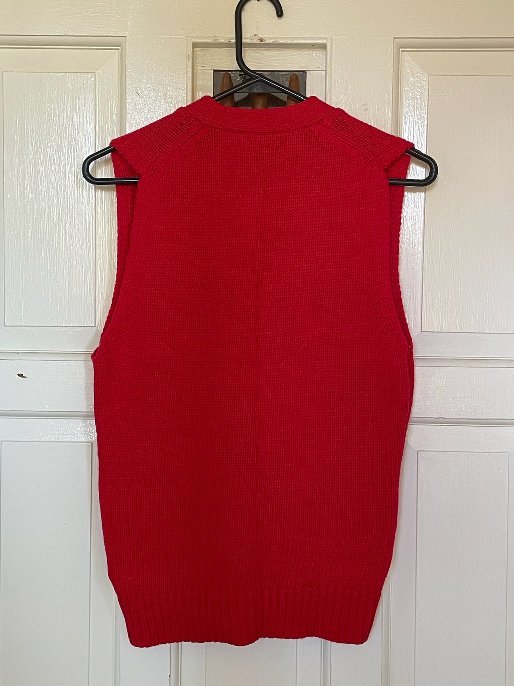 Red Button-Front Knit Vest - S