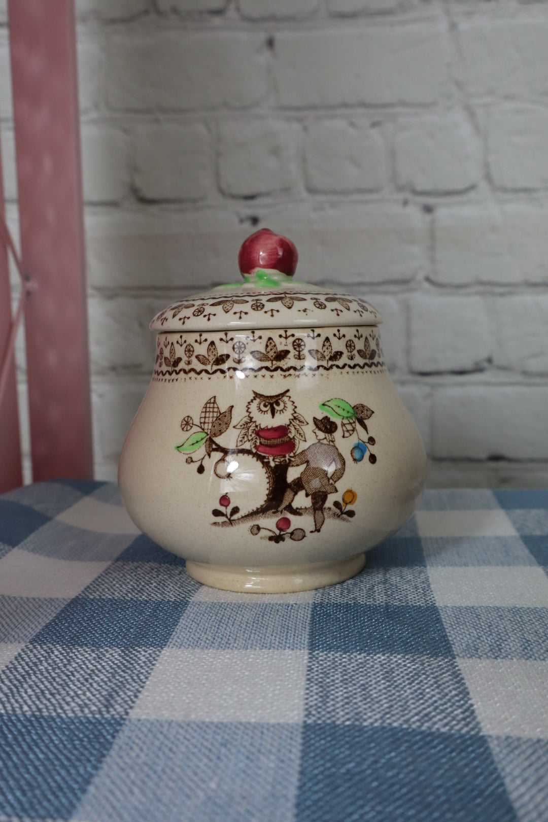 Vintage Johnson Brothers “Sugar & Spice” Sugar Bowl with Lid (Brown)